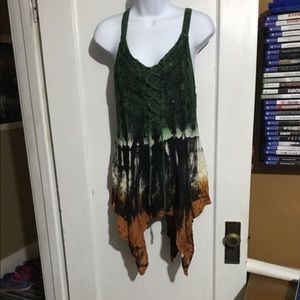 Green, White and Orange Corset Tank Top